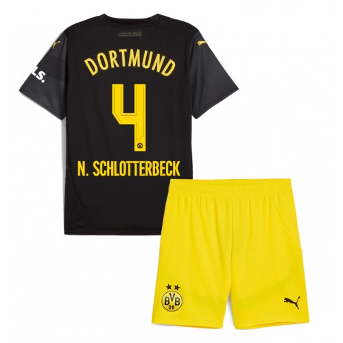 Fotbalové Dres Borussia Dortmund Nico Schlotterbeck #4 Dětské Venkovní 2024-25 Krátký Rukáv (+ trenýrky)